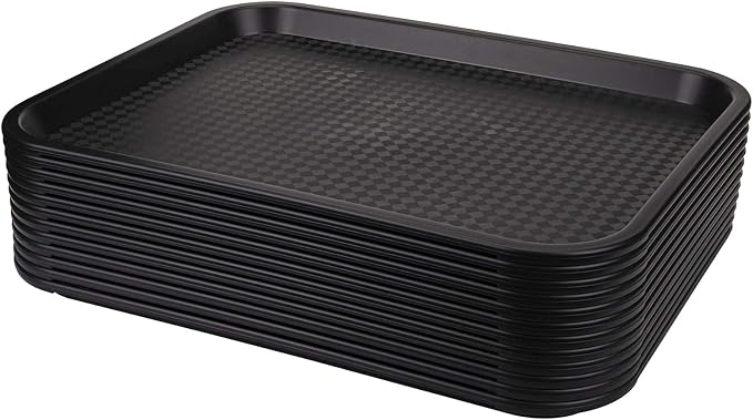 12 Pack Fast Food Tray, 13.7 x 10.5 Inch Plastic Restaurant Serving Tray by Yarlung