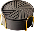 Silicone Coasters Set of 6, Groove Patterns & Gold Holder by Angardy+Homeware