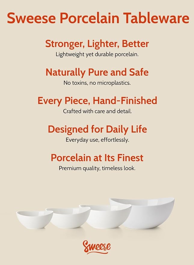 Sweese Porcelain Serving Bowls Set, 10-42 oz, Versatile - Image 7