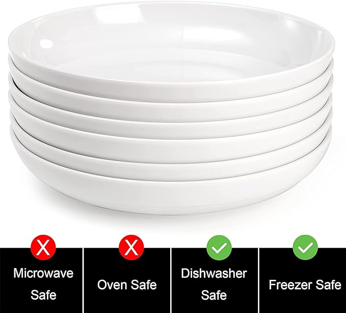 Fasmov Melamine Pasta Bowls, 6 Pack 8 inches 20 Oz Large Salad Serving Bowls - Image 3