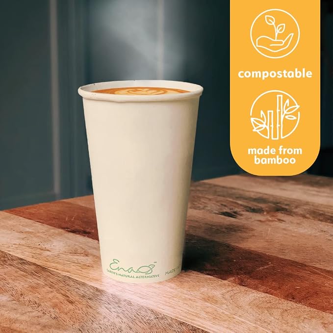 100% Compostable Disposable Coffee Cups Paper Cups Made from Bamboo, - Image 4