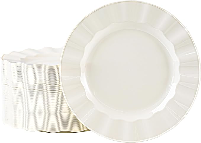 72 Pack Ivory Plastic Plates, Thanksgiving by NZVCNTableware