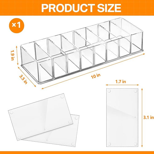 1 Pcs Acrylic Makeup Compact Organizer Detachable 8 Spaces Clear Vanity Drawer - Image 2