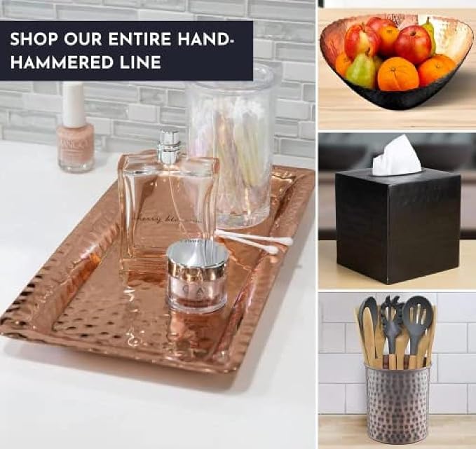 Monarch Abode Decorative Tray – 16-Inch Hand Hammered Copper Plated Metal - Image 6
