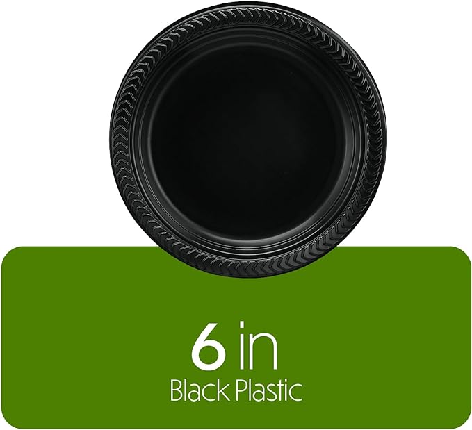 PLASTICPRO 400 PCS Black Plastic Plates Light Weight 6 Inch Plastic Dessert - Image 6