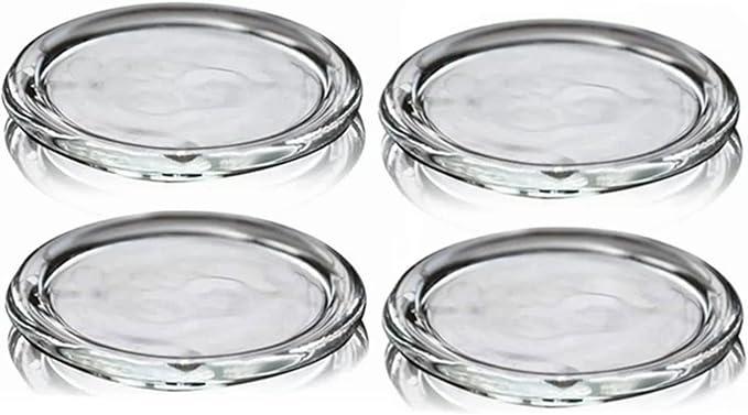 4 Pack Glass Candle Holder 4" Clear Beautiful Transparent Round Candle Plate… by Cumuiu