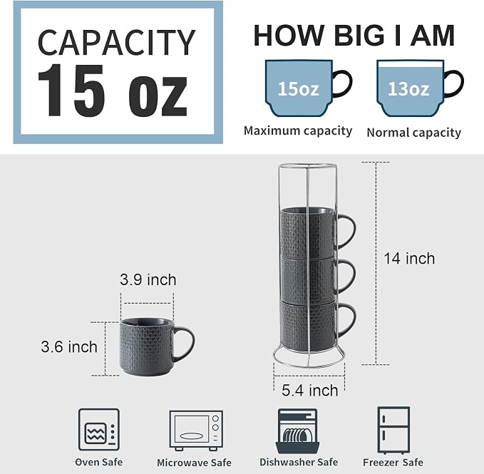 Hasense Coffee Mugs Set of 4 - Image 4