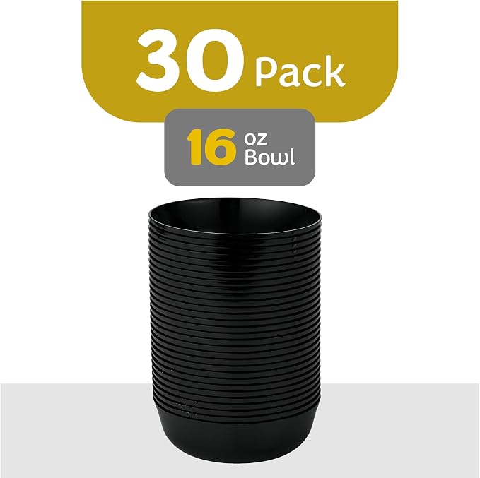 Edge Collection Black Plastic Party Bowls Premium heavyweight Elegant - Image 4