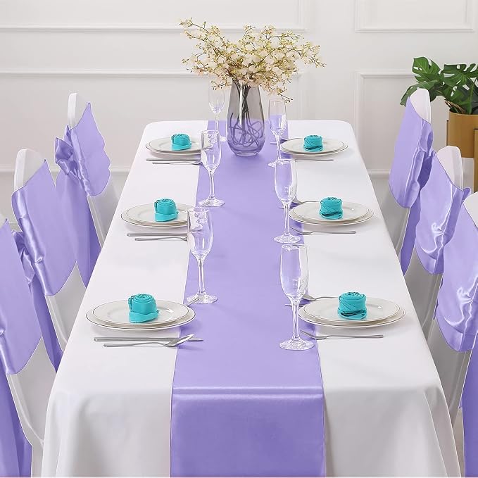 Horbaunal 2 Pack Lavender Satin Table Runner 12 x 108 Inch | Smooth Table - Image 2