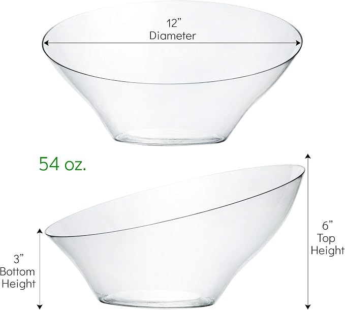 PLASTICPRO Disposable Angled Plastic Bowls Round Large Serving Bowl, Elegant - Image 4