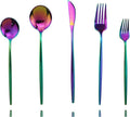 JASHII Shiny Rainbow Silverware Set, 30-Piece Stainless Steel Satin Finish by JASHII