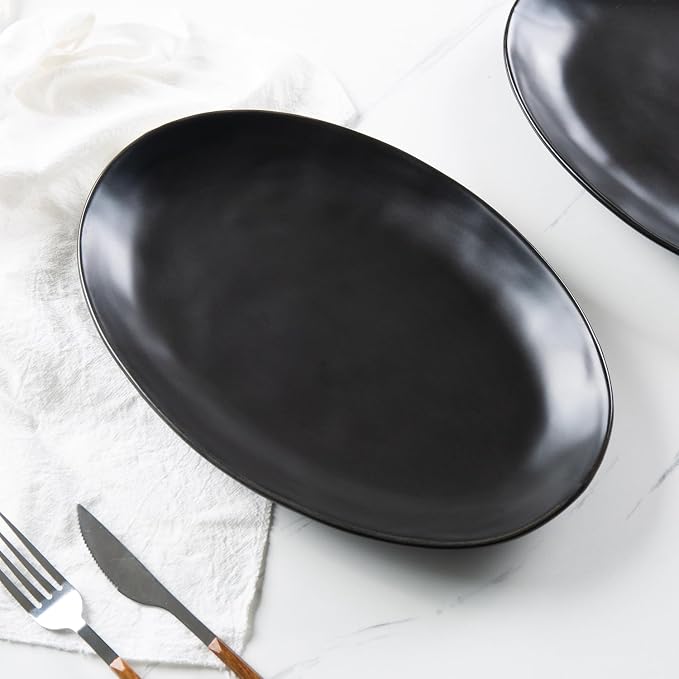 Ceramic Serving Platters, Serving Plates, Matte Black - Image 4