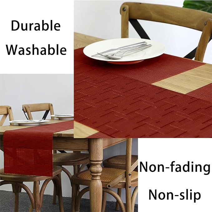 PIGCHCY Placemats, Washable Durable Vinyl Woven Table Mats, Elegant Heat - Image 5