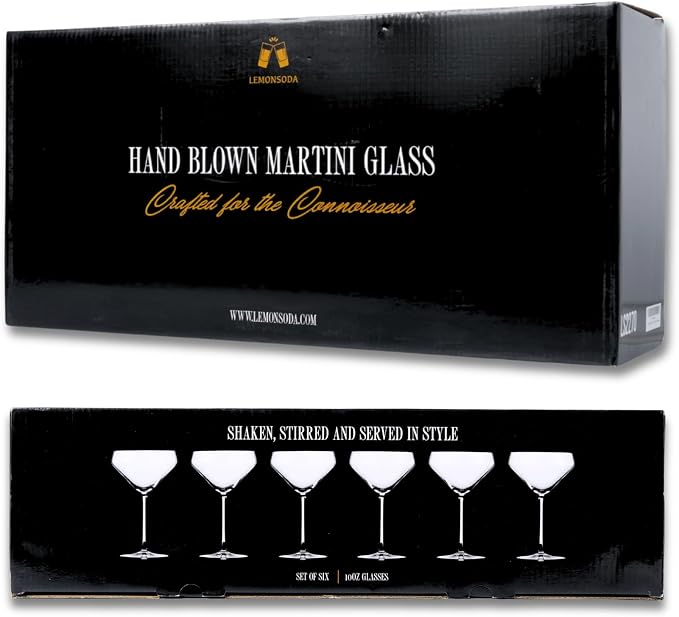 LEMONSODA Hand Blown Nick & Nora Crystal Martini Glasses, Cosmopolitan - Image 6