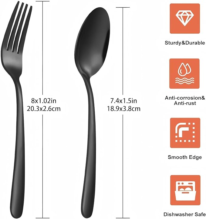 Unokit 24-Piece Forks and Spoons Silverware Set - Image 3