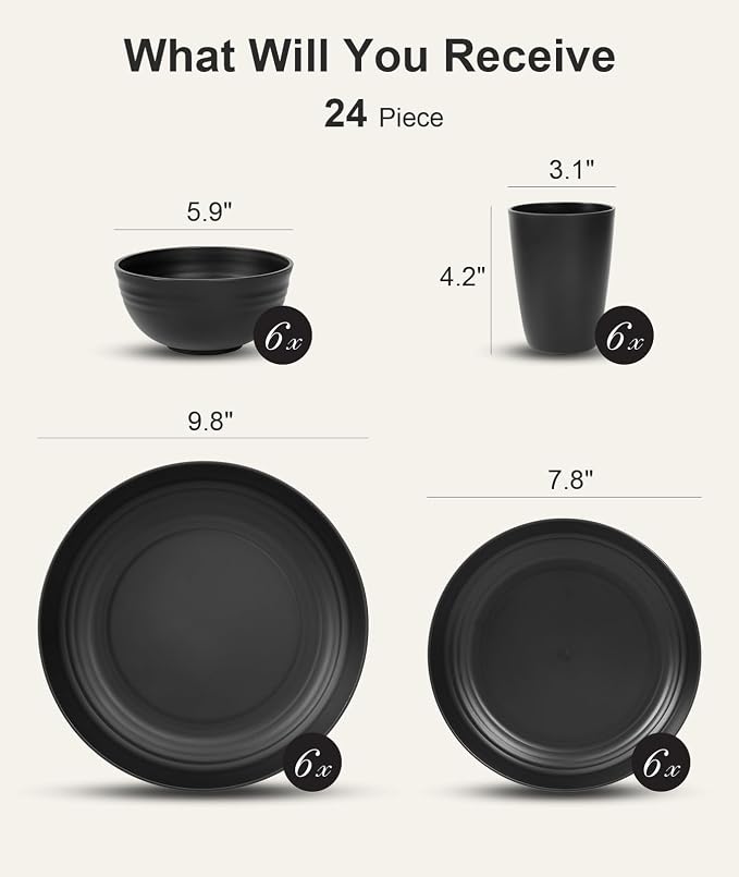 Quatish 24 Piece Plates and Bowls Sets - Image 2