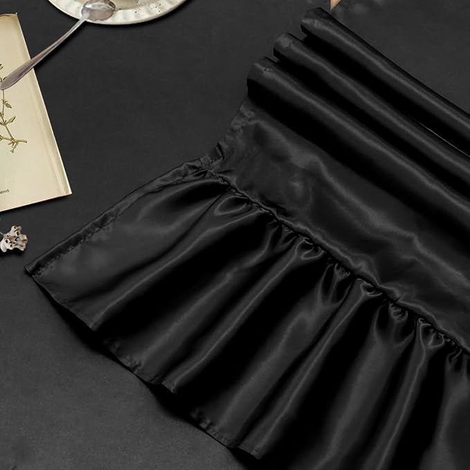 2 Pack Black Satin Table Runner 12 x 108 Inch | Ruffle Design, Luxurious Dining - Image 4