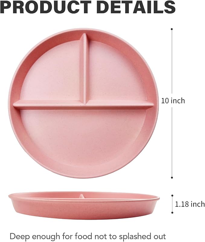 10 Inch 4PCS Unbreakable Portion Control Plates, Divided Plates - Image 2