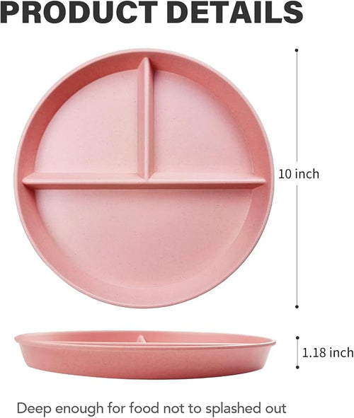 10 Inch 4PCS Unbreakable Portion Control Plates, Divided Plates - Image 2