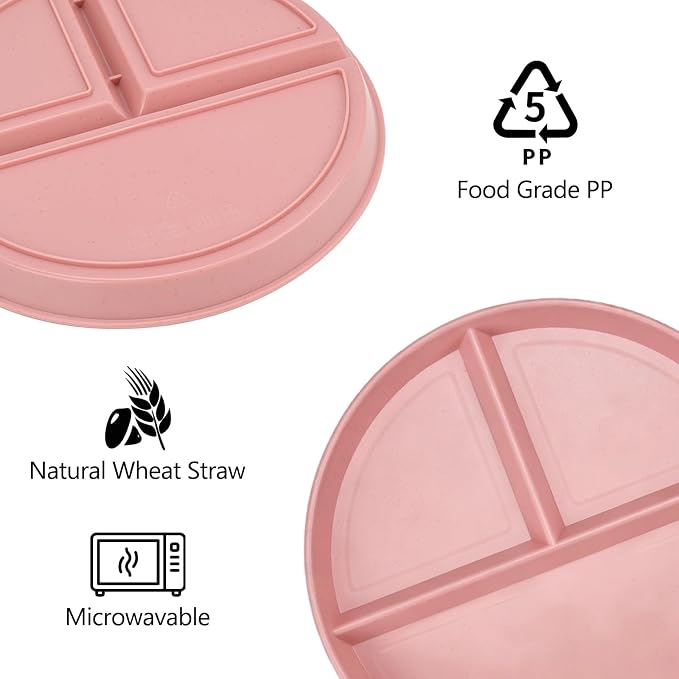 9-Inch Unbreakable Wheat Straw Divided Plates, Microwave & Dishwasher Safe | - Image 3