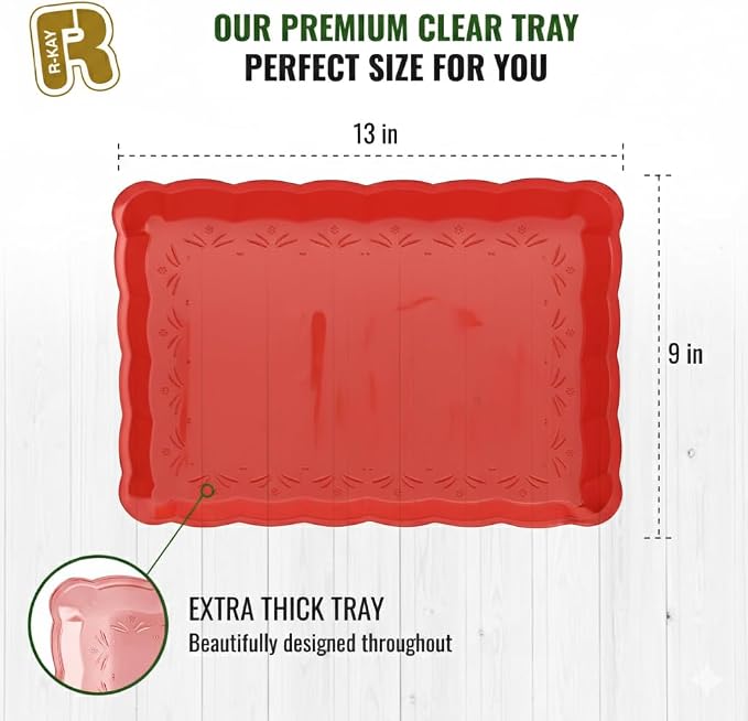6 Pack Red Plastic Serving Trays - Image 3