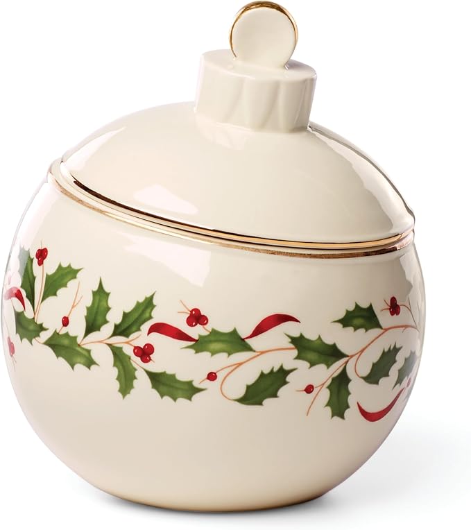 Lenox Holiday Christmas Ornament Candy Jar | porcelain, dishwasher safe | 5.75 by Lenox