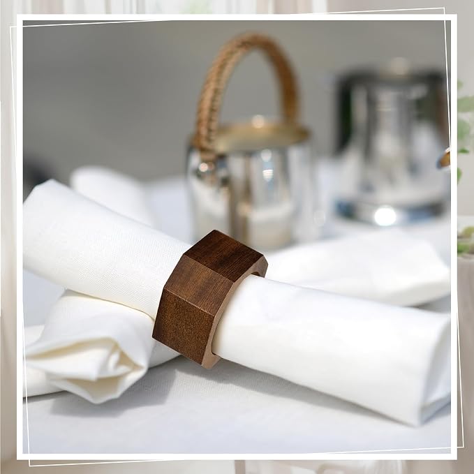 Zhehao 50 Pcs Wood Napkin Rings Bulk Acacia Handmade Dining Table Napkin Holder - Image 3