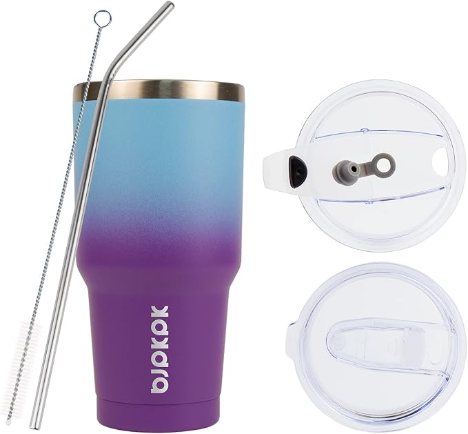 BJPKPK 30 oz Tumbler with Lid and Straw, Insulated Stainless Steel Cup | Double - Image 2