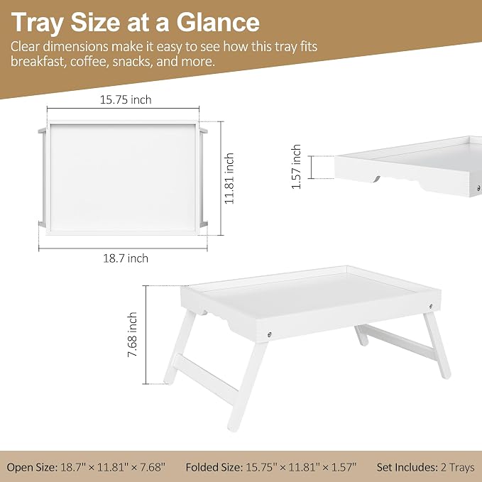 Bamboo Breakfast Trays with Folding Legs, laptops and serving in bed or on sofa. - Image 5