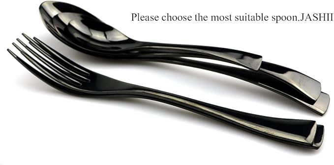 JASHII 18/10 Stainless Steel 20 Piece Mirror Polished Black Flatware Set - Image 7
