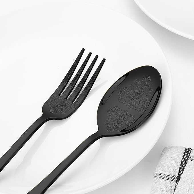 20 Pcs Black Silverware Set for 4, Food Grade Stainless Steel Flatware Set - Image 4