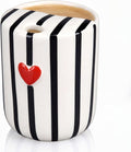 Ceramic Mug with Sip Hole 10 oz Novelty Black Striped Red Heart Ceramic Coffee by Ferrochef