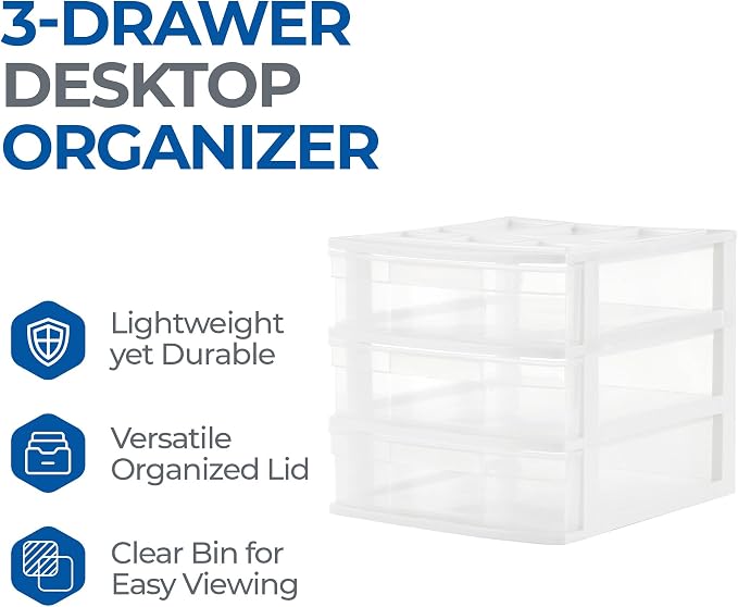 Gracious Living 3-Drawer Desktop and Countertop Organizer Drawer Set - Image 4