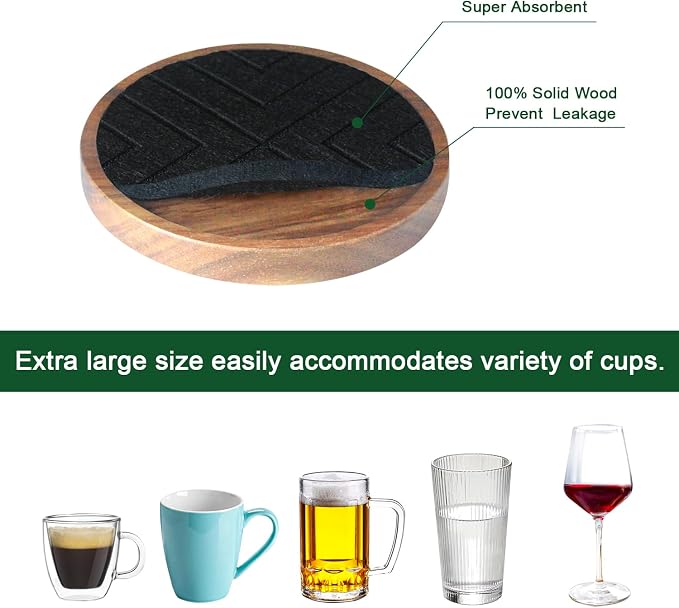 Coasters for Drinks Absorbent 5 Pack, Coasters for Coffee Table - Image 6