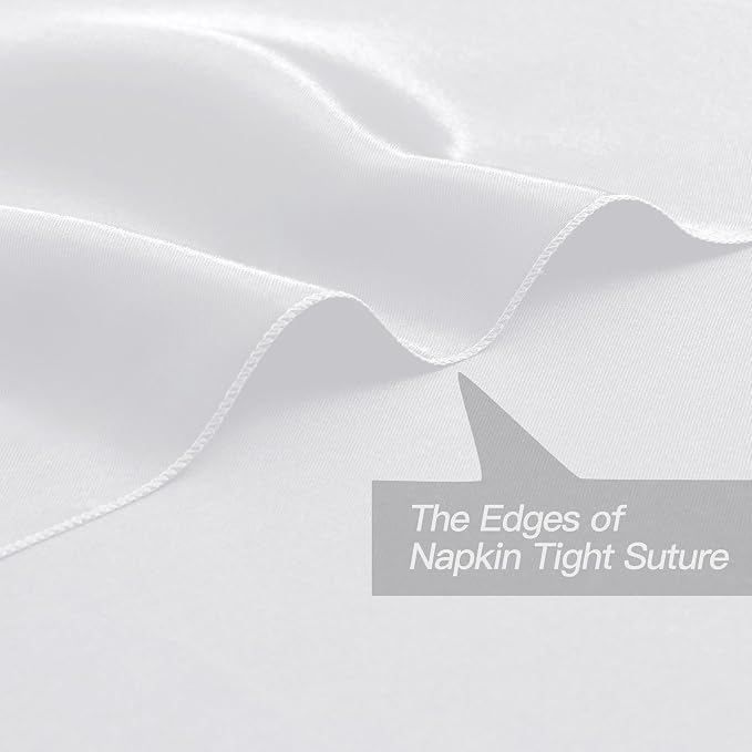 P Pothuiny 24 Pcs White Satin Napkins 17 x 17 Inch, Satin Cloth Napkins | - Image 3