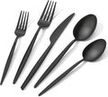 18/10 Silverware Set for 8, 40 Piece Black Stainless Steel Flatware Cutlery | by KINGSTONE