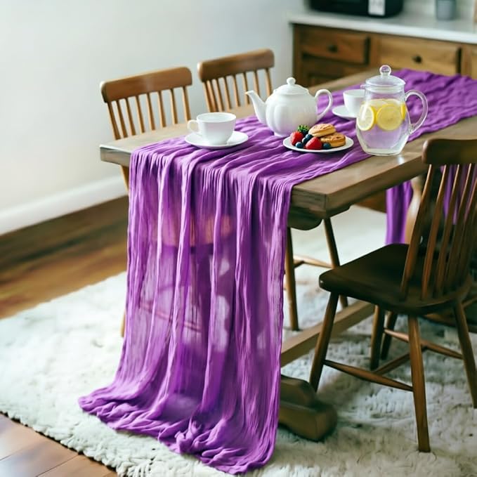 Purple Cheesecloth Table Runner 120 Inches 10 Ft Gauze Table Runner | Summer - Image 3