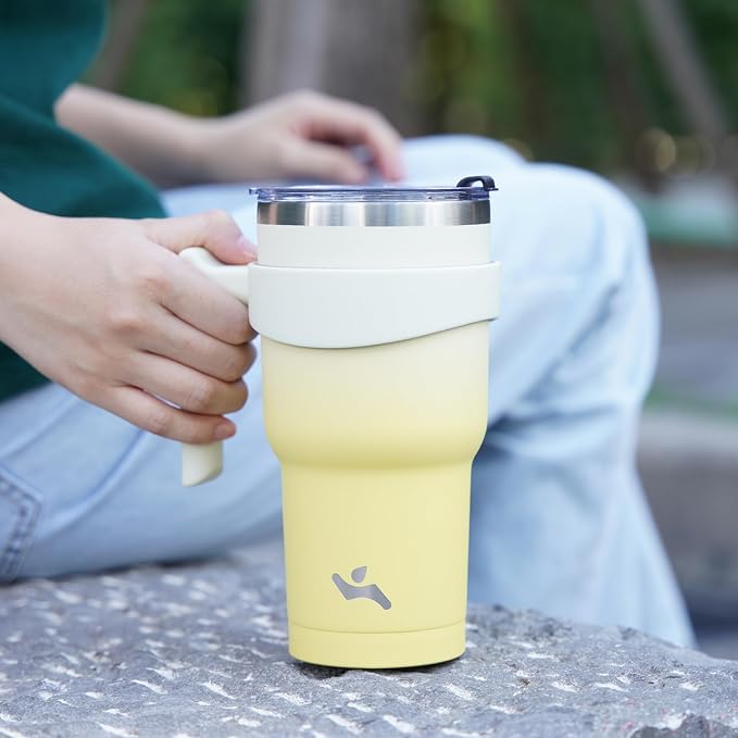 Konokyo 40 oz Tumbler with Handle and Straw, Insulated Travel Mug | Cherry; - Image 7