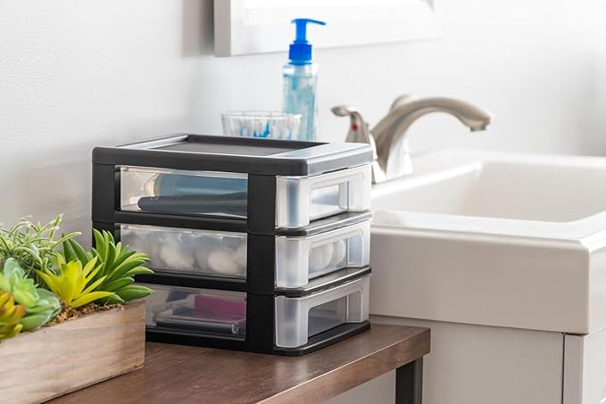 IRIS USA 2-Pack, 3-Drawer Small Plastic Stacking Desktop Organizer, stationery - Image 2