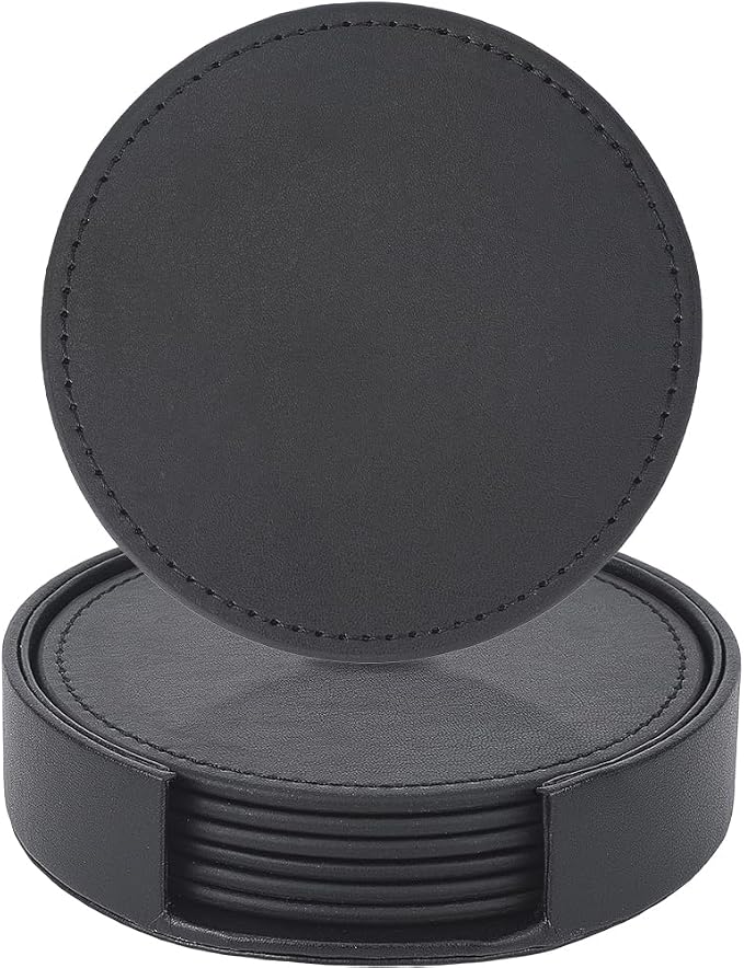 6PCS 4 Inch PU Leather Coasters - Image 6