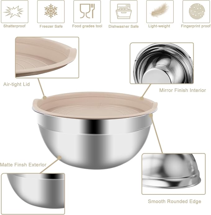 WEPSEN Mixing Bowls Set, Measuring Cups and Spoons - Image 6