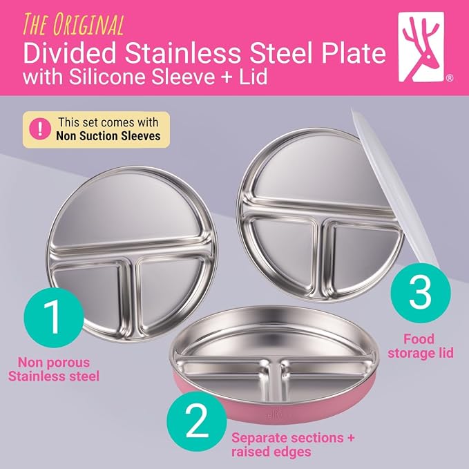 Elk and Friends Kids Stainless Steel Divided Plates - Image 2