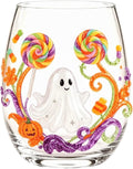 Halloween Printed Glass Cup, Ghost Pumpkin Themed Handleless Drinking Tumbler by Unknown