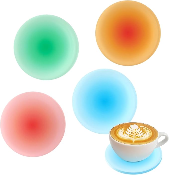 4 Pack Colorful Acrylic Round Coasters, 3.8 Inch | Waterproof & Heat Resistant by Unknown