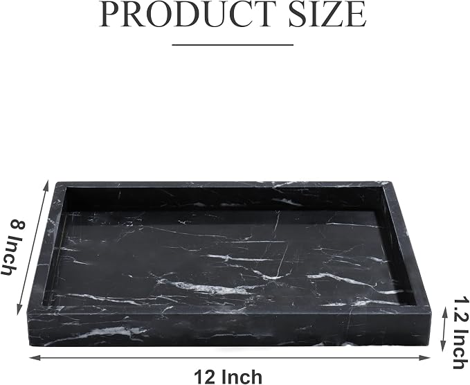 Real Natural Marble Tray for Bathroom, Genuine Marble Stone Vanity Tray - Image 2