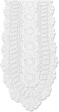 Cotton Handmade Crochet Lace Oval Table Runner White 12x48 Inch by KEPSWET
