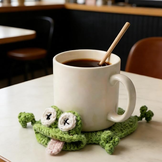 4pcs Animal Crochet Coasters, 3D Funny Animal Mug Rug Drink Coaster Desk - Image 9