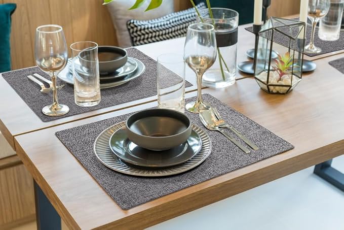 Faux Cotton Linen Placemats Set of 8, Cloth Washable Farmhouse Dining Table Mats - Image 8