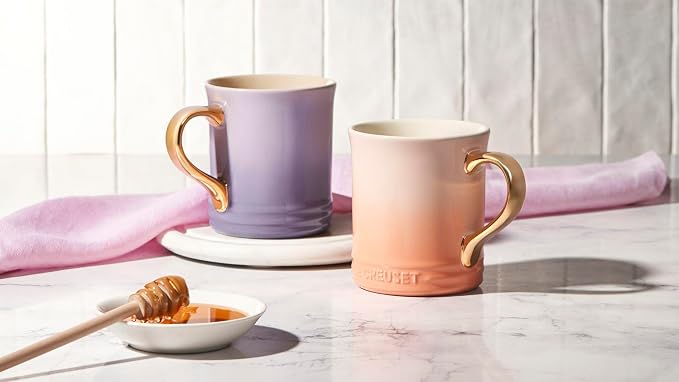 Le Creuset Stoneware Vancouver Mug, 14 oz., Provence/Gold Metallic Handle - Image 5