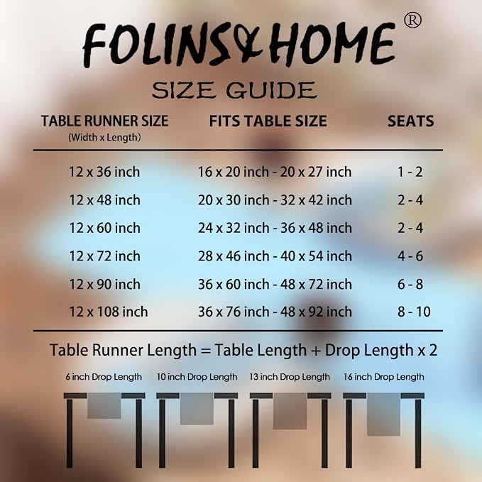 FOLINS&HOME Baby Blue Waterproof Decorative Table Runner 60 Inches Long | - Image 6